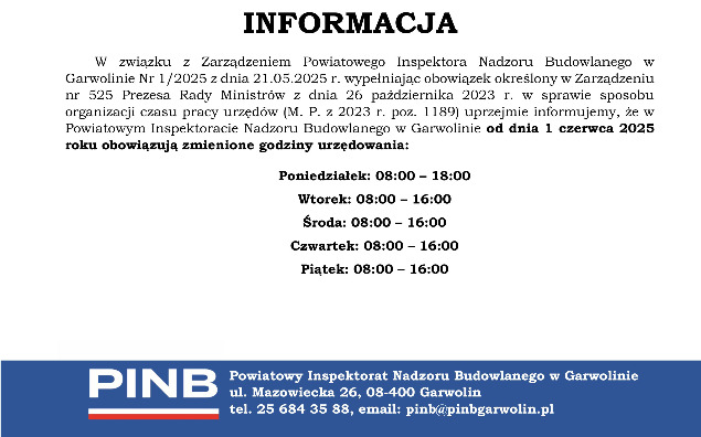 News - Zmienione godziny urzędowania 